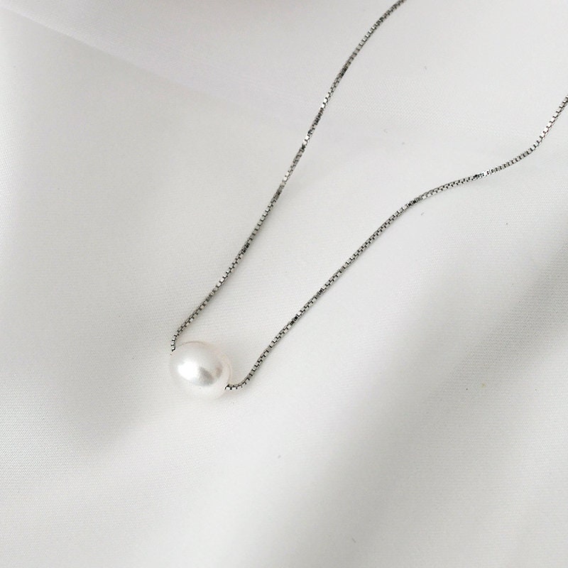 Freshwater Pearl Necklace, Natural Pearl Necklace, S925 Sterling Silver Choker, Rice Pearl Necklaces, One Pearl Choker, Dainty Pearl Choker