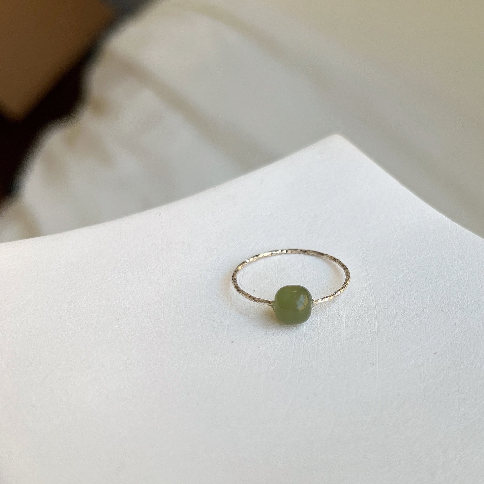 Natural Green Jade Ring, S925 Silver Adjustable Ring, Light Dark Green Jade Ring, Nephrite Stackable Ring, Vintage Dainty Jade Gold Ring