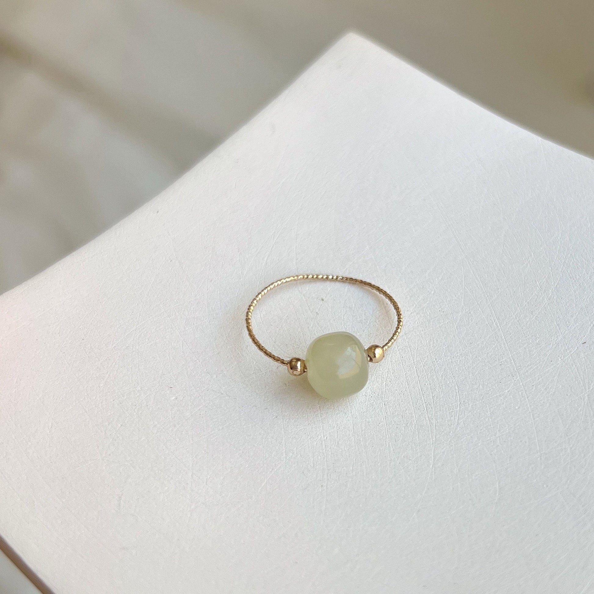 Light Green Jade Ring, Dark Green Jade Ring, Gold Jade Ring, Stackable Ring, Nephrite Ring , Genuine Hetian Jade Ring, Dainty Jade Ring