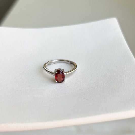 Natural Red Stone Ring, Natural Garnet Ring, S925 Silver Ring, Red Ruby Ring, Tiny Ruby Ring, Stackable Ring, Adjustable Ring, Red Crystal