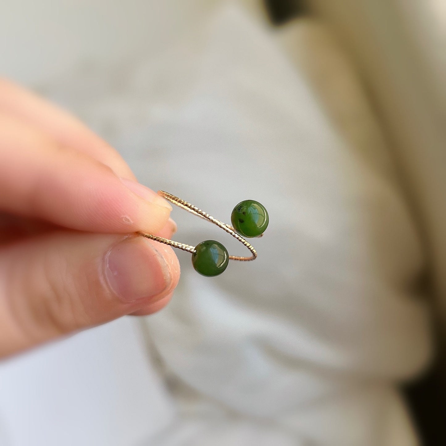 Genuine Hetian Jade Ring, Multi Band Ring, Adjustable Ring, Natural Green Nephrite Ring, Stackable Ring, Multi Gemstone Ring, Gold Jade Ring