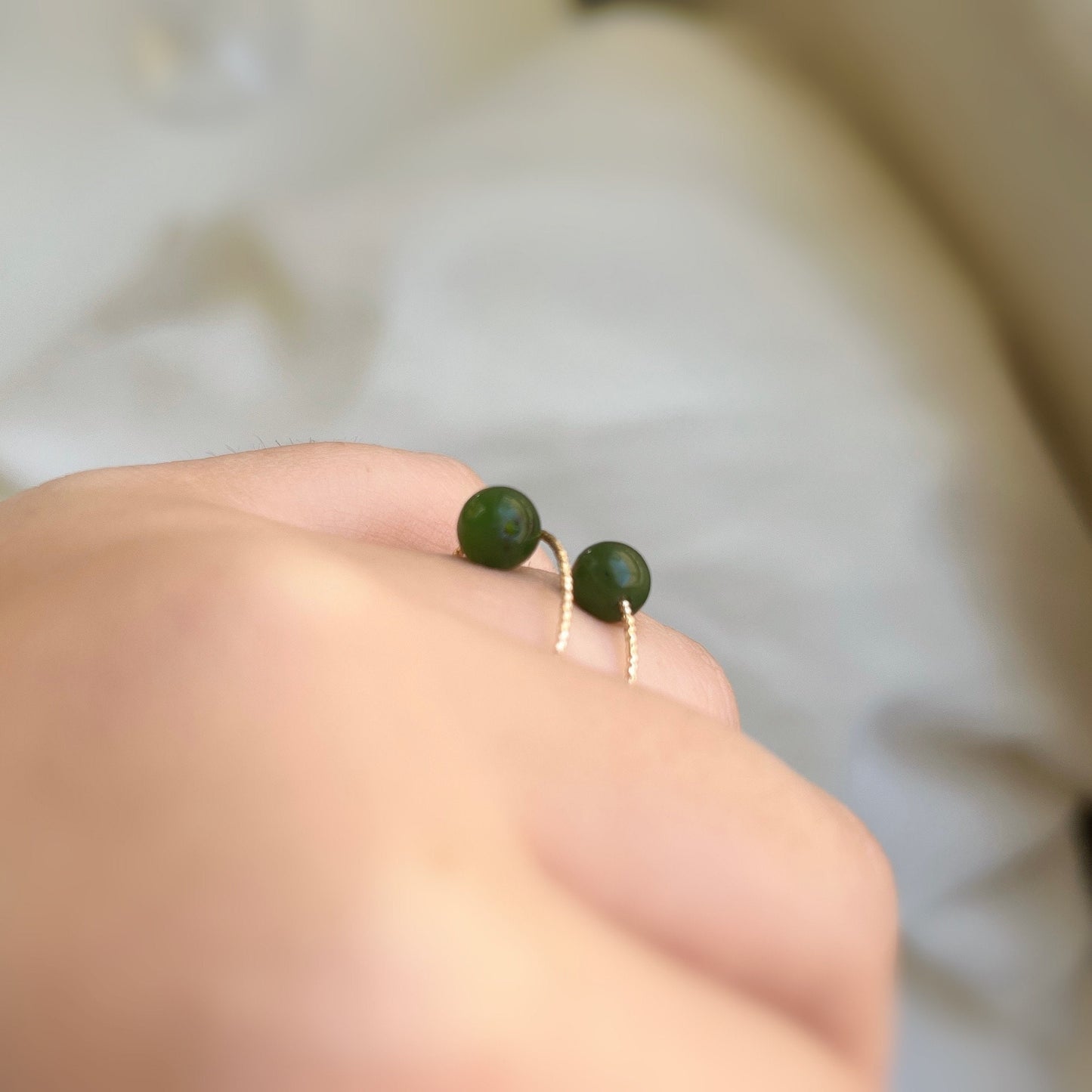 Genuine Hetian Jade Ring, Multi Band Ring, Adjustable Ring, Natural Green Nephrite Ring, Stackable Ring, Multi Gemstone Ring, Gold Jade Ring