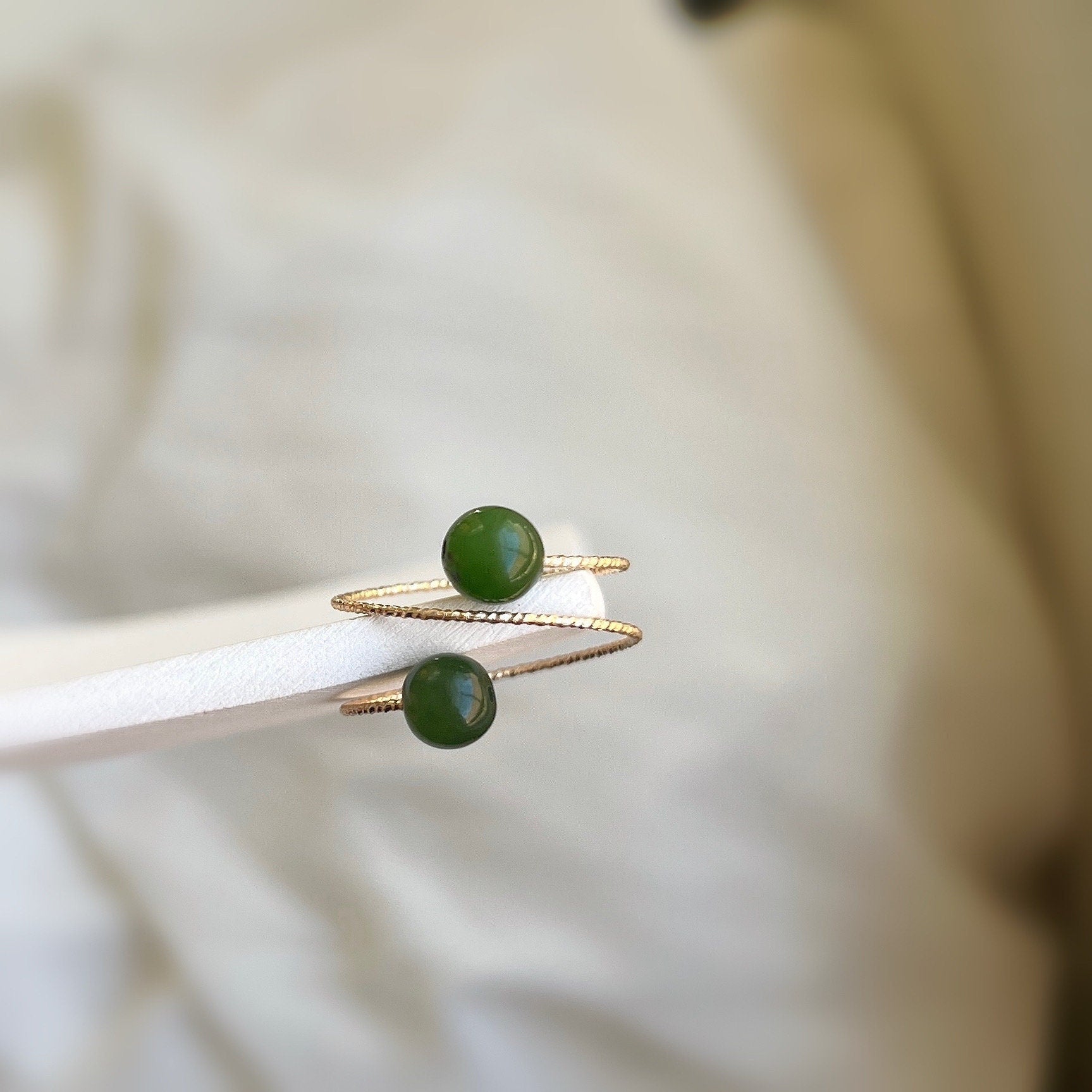 Genuine Hetian Jade Ring, Multi Band Ring, Adjustable Ring, Natural Green Nephrite Ring, Stackable Ring, Multi Gemstone Ring, Gold Jade Ring