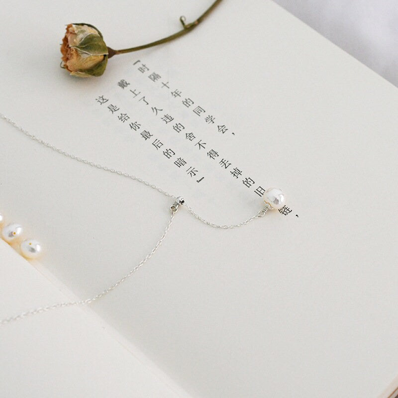 Natural Freshwater Pearl Necklace, Silver Pearl Y Necklace, Dainty Pearl Necklace, Bridal Necklace, Bridesmaids Necklace, Wedding Lariat