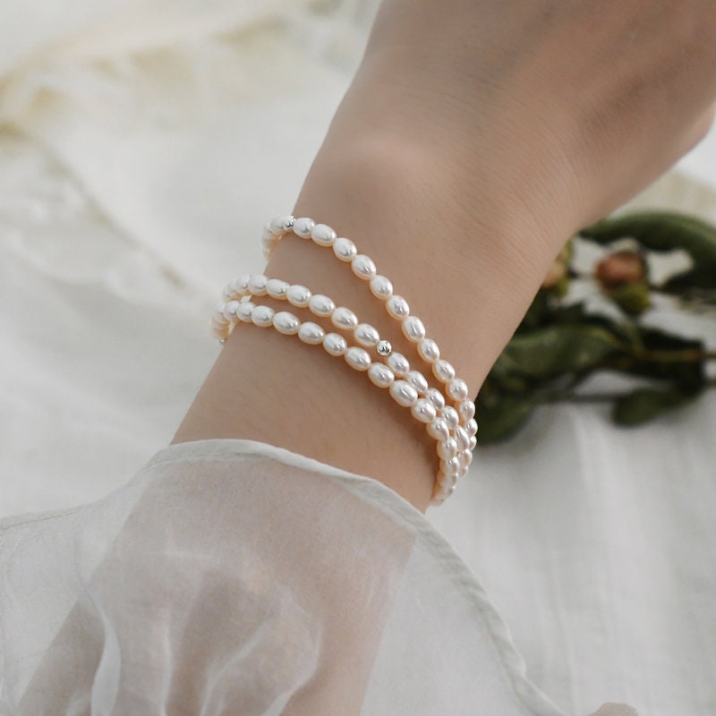 Natural Pearl Stretch Bracelet, Fresh Water Pearl Bracelet, Rice Pearl Bracelet, Wedding Bracelet, Bridal Bracelet, Bridesmaid bracelet