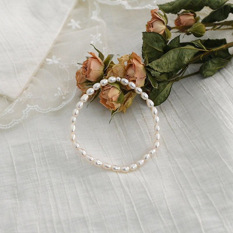 Natural Pearl Stretch Bracelet, Fresh Water Pearl Bracelet, Rice Pearl Bracelet, Wedding Bracelet, Bridal Bracelet, Bridesmaid bracelet