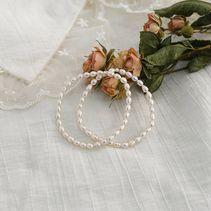 Natural Pearl Stretch Bracelet, Fresh Water Pearl Bracelet, Rice Pearl Bracelet, Wedding Bracelet, Bridal Bracelet, Bridesmaid bracelet