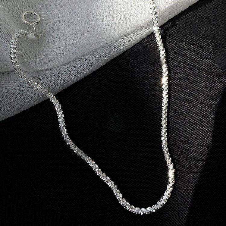 Simple Sparkling Anklet, Layered Anklet, Shiny Anklets for Women, S925 Sterling Silver Anklet, Dainty Anklet, Blinky Glitter Anklet Bracelet