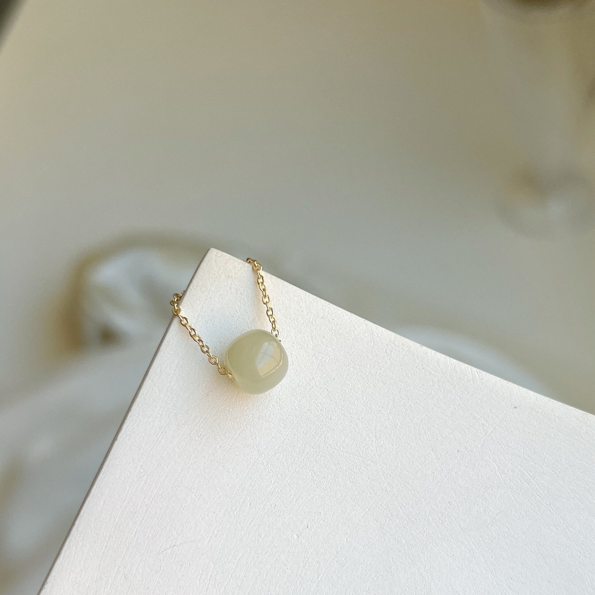 Light Green Jade Ring, Jade Chain Ring, Hetian Jade Ring, Green Nephrite Ring, Adjustable Chain Ring, Single Stone Ring, Silver Chain Ring