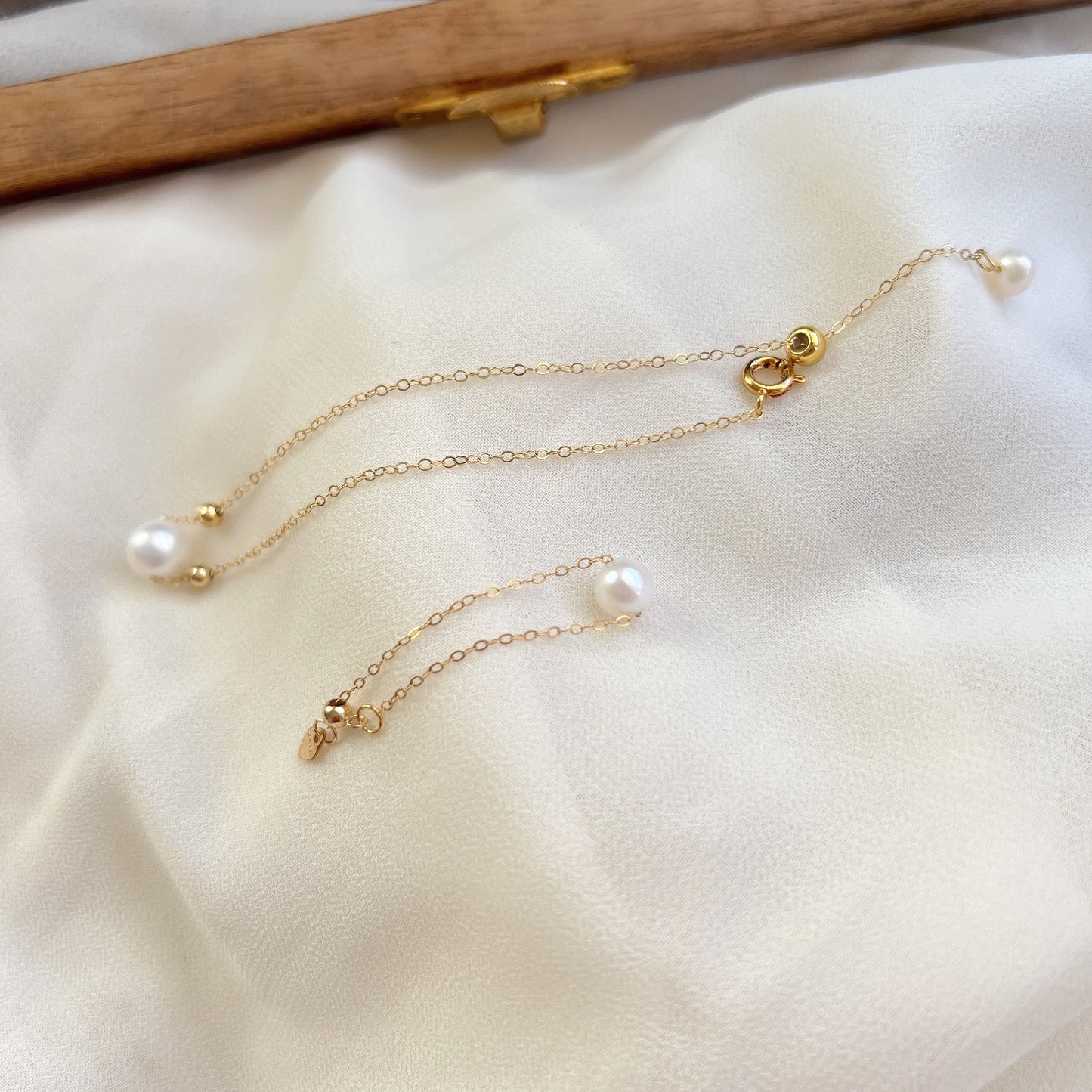 Annie Adjustable Freshwater Pearl Chain Necklace 14kt Gold Fill