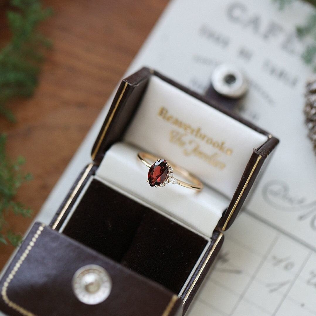 Natural Red Stone Ring, Natural Garnet Ring, S925 Silver Ring, Red Ruby Ring with diamond, Tiny Ruby Ring, Stackable Ring, Adjustable Ring