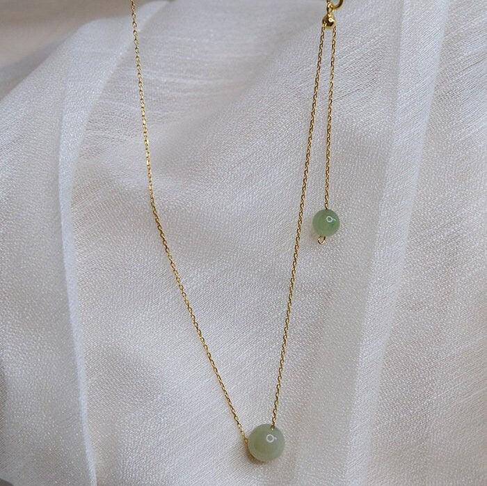 Natural Jade Necklace, Hetian Pendant Necklace, Jade Gold Jewelry, Dainty Jade Necklace, Light Green Jade Necklace, Nephrite Charm Necklace