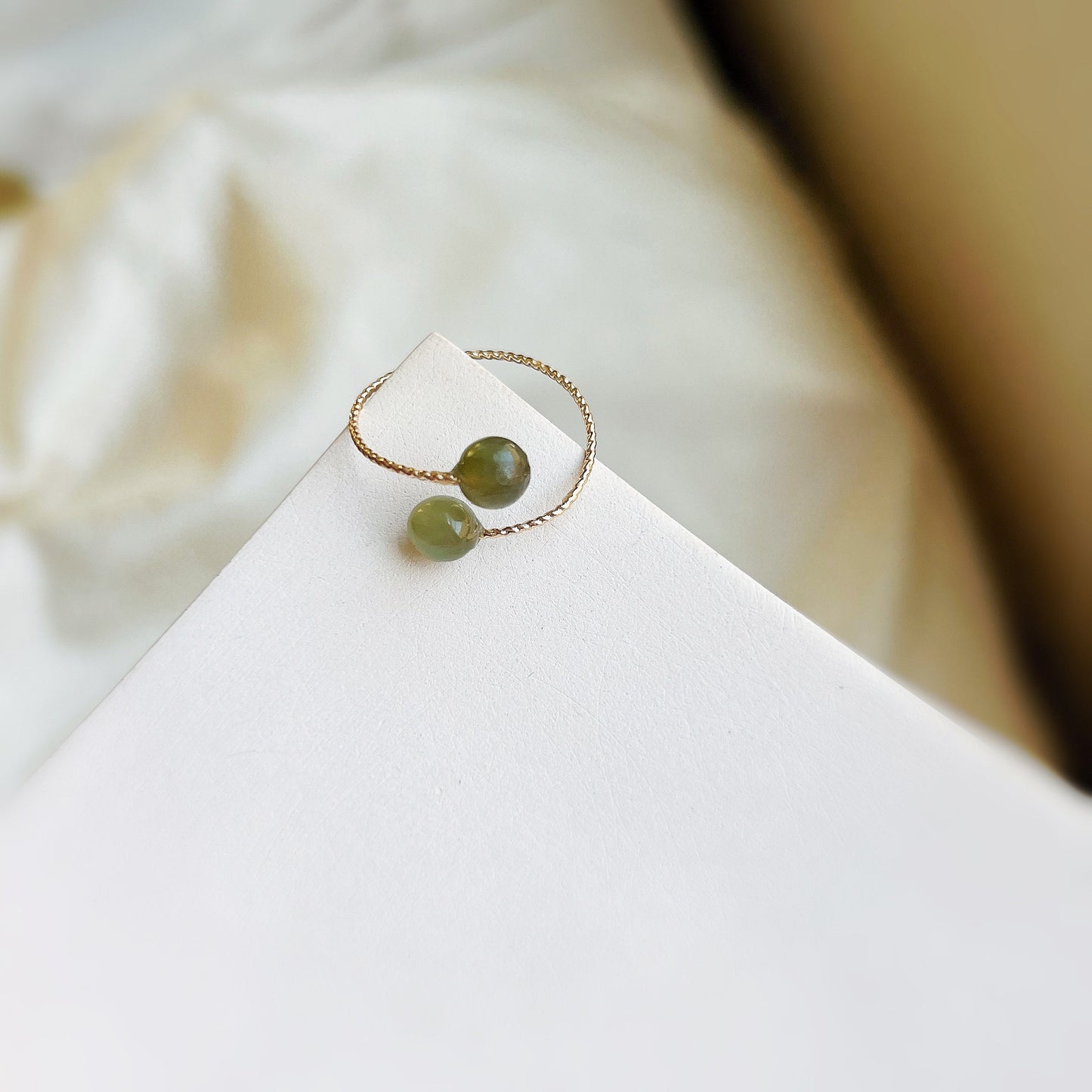 Natural Jade Ring, Front Open Ring, Adjustable Ring, Green Hetian Jade Ring, Green Stone Ring, Stackable Ring. Multi Stone Ring, Gold Ring