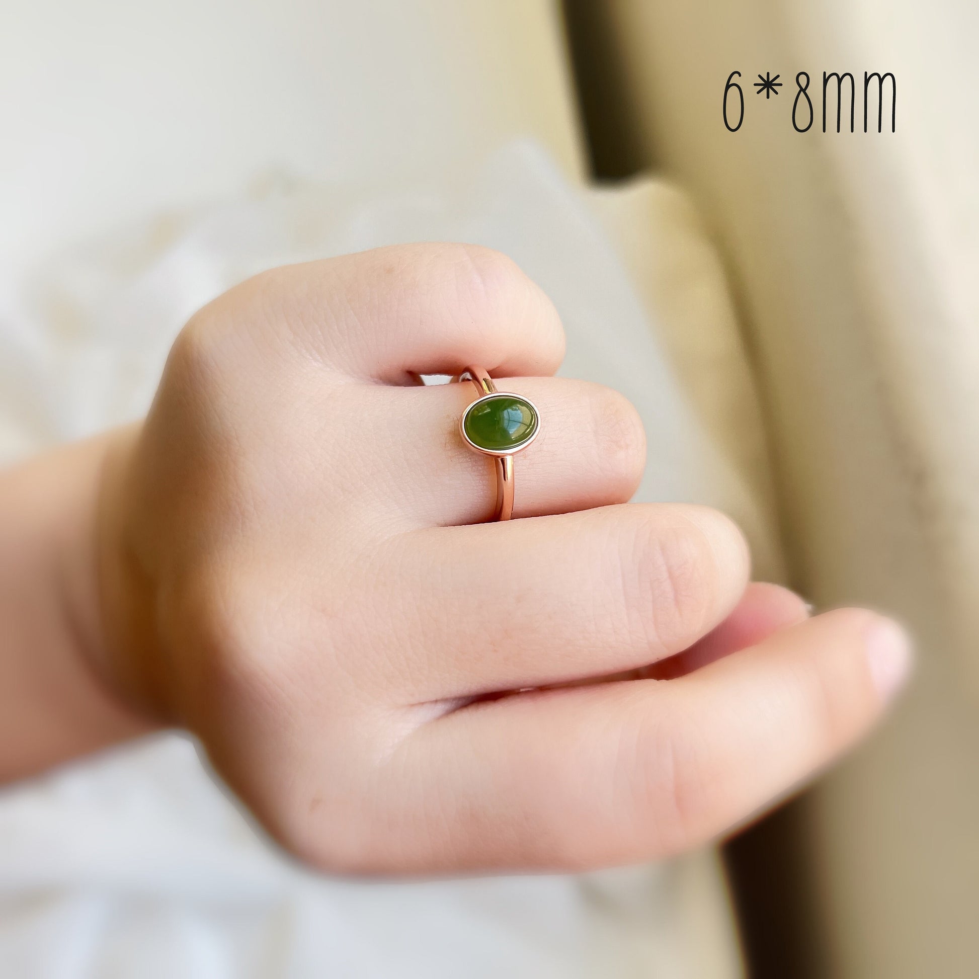 Genuine Hetian Jade Ring, Adjustable Ring, Natural Green Nephrite Ring, Stackable Ring, Gemstone Ring, S925 Silver Jade Ring, Gold Jade Ring