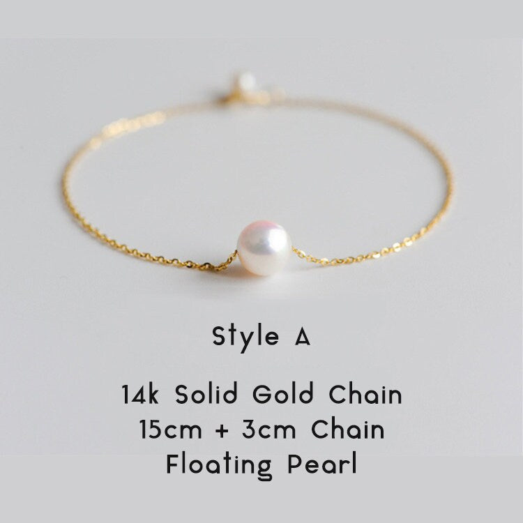 Single Pearl Bracelet, 14K Gold Natural Fresh Water Pearl Bracelet, Genuine Pearl Bracelet, 14K Gold Bracelet, Gold Pearl jewelry