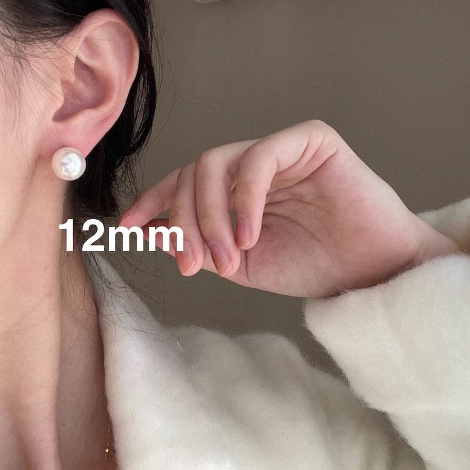 Large Pearl Stud Earring, Swarovski Pearl Studs, 12mm 14mm Pearl Earrings, Bridal Pearl Post Earring, Bridesmaids Pearl, Bridal Party Gift