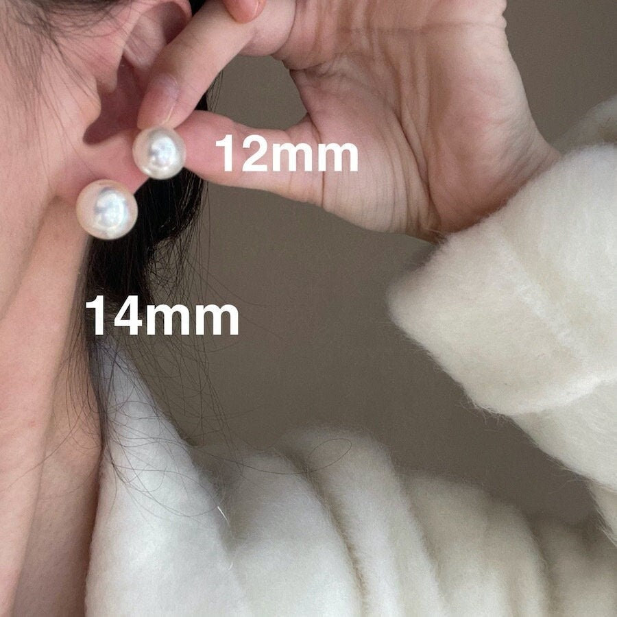 Large Pearl Stud Earring, Swarovski Pearl Studs, 12mm 14mm Pearl Earrings, Bridal Pearl Post Earring, Bridesmaids Pearl, Bridal Party Gift