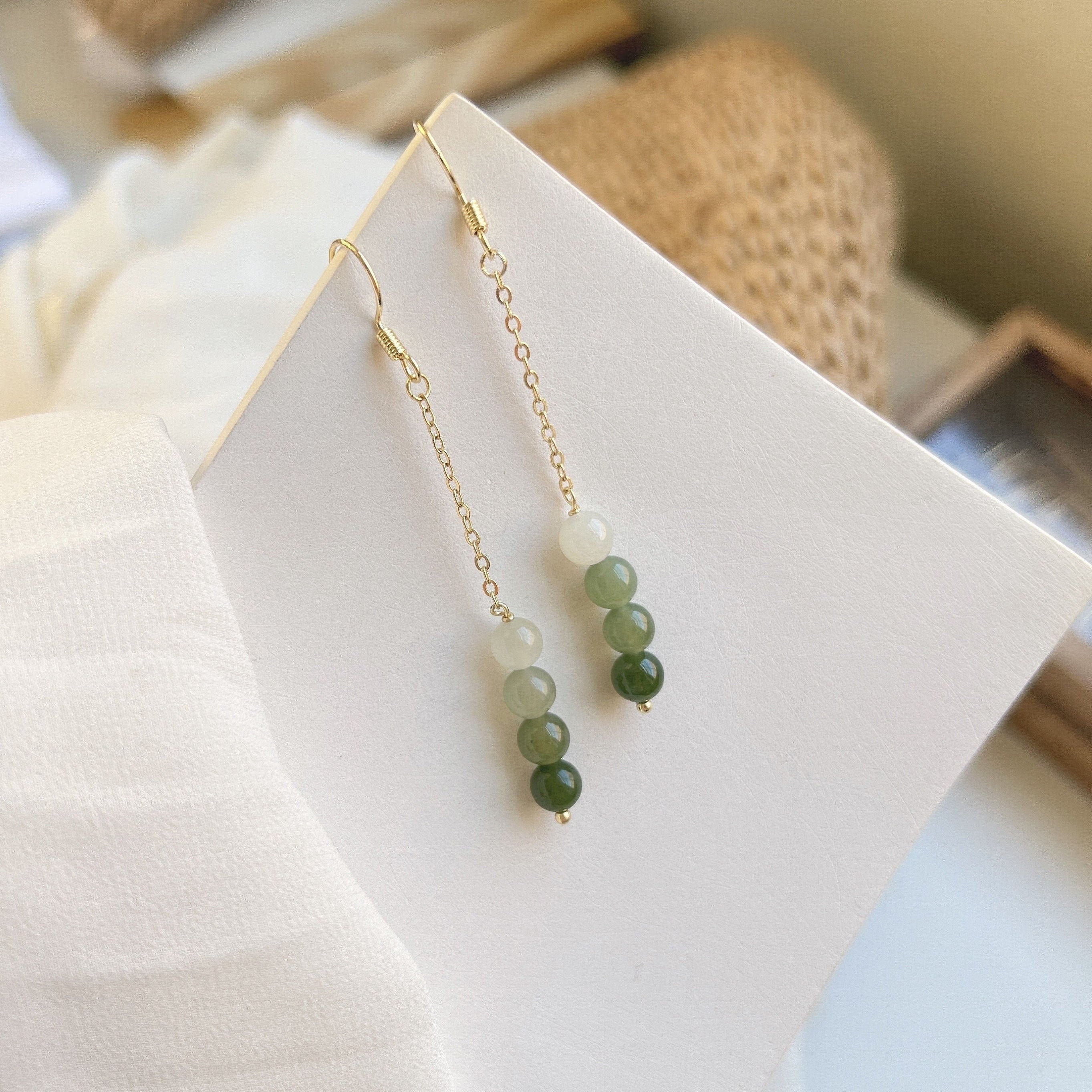 Dainty Burmese Jade factory Earrings Jade Drop Earrings