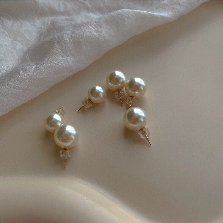 Large Pearl Stud Earring, Swarovski Pearl Studs, 12mm 14mm Pearl Earrings, Bridal Pearl Post Earring, Bridesmaids Pearl, Bridal Party Gift