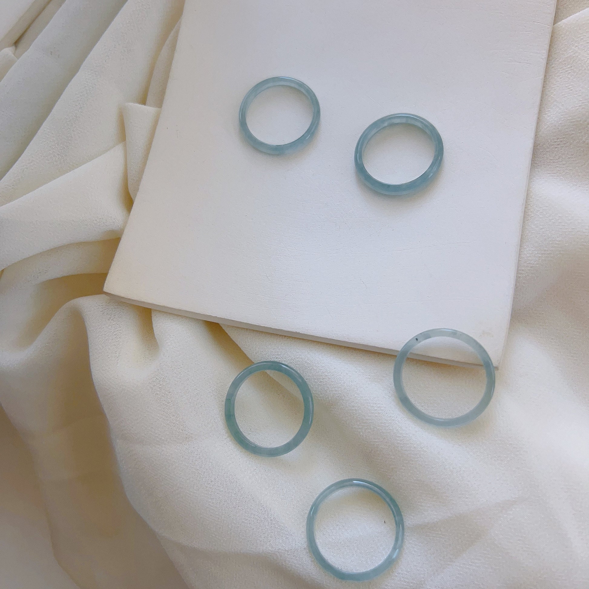 Genuine Burmese Jadeite Ring, Light Blue Jade Ring, 2mm 3mm Thin Jadeite Band, Myanmar Jadeite Ring, Burma Jade Ring, Textured Icy Jadeite