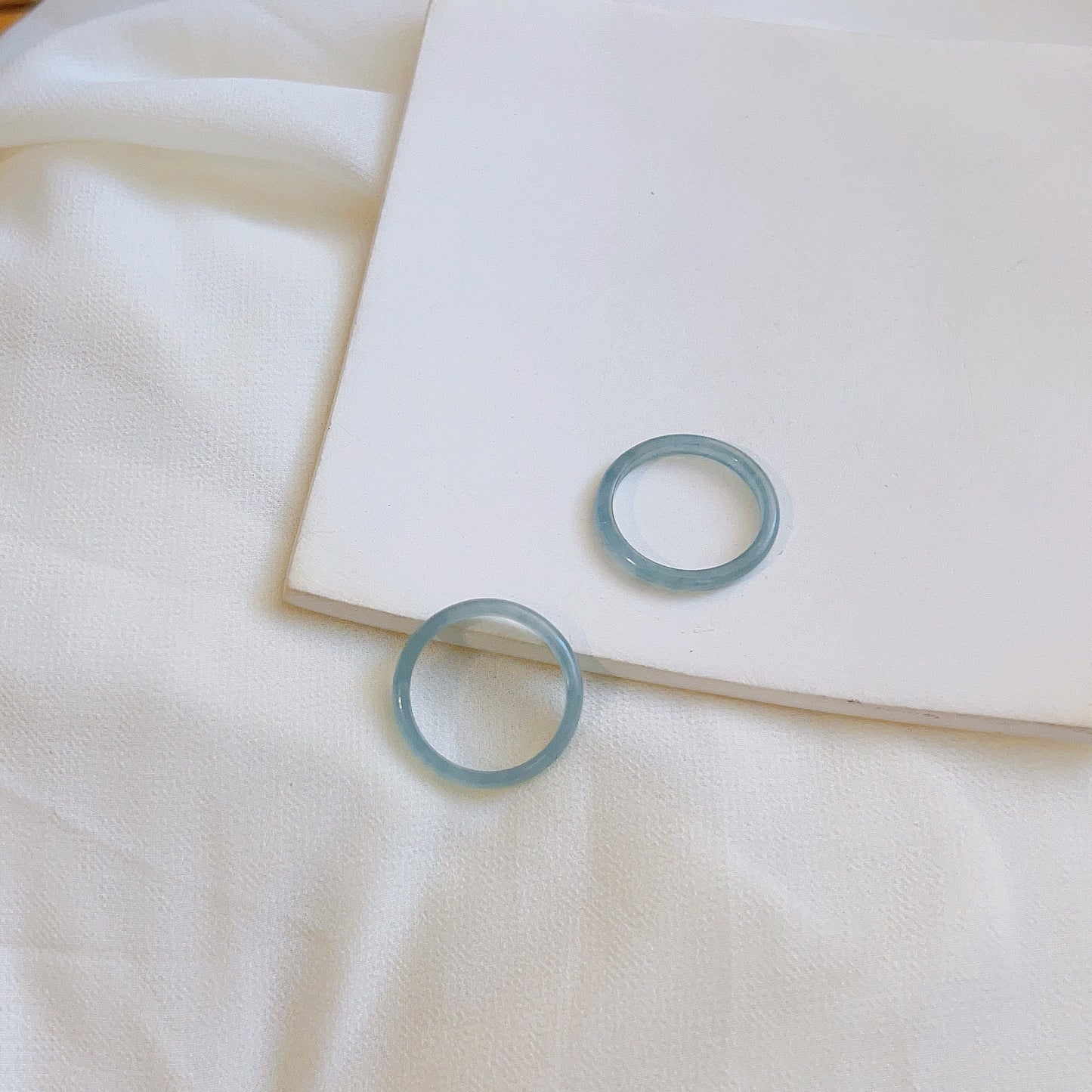 Genuine Burmese Jadeite Ring, Light Blue Jade Ring, 2mm 3mm Thin Jadeite Band, Myanmar Jadeite Ring, Burma Jade Ring, Textured Icy Jadeite