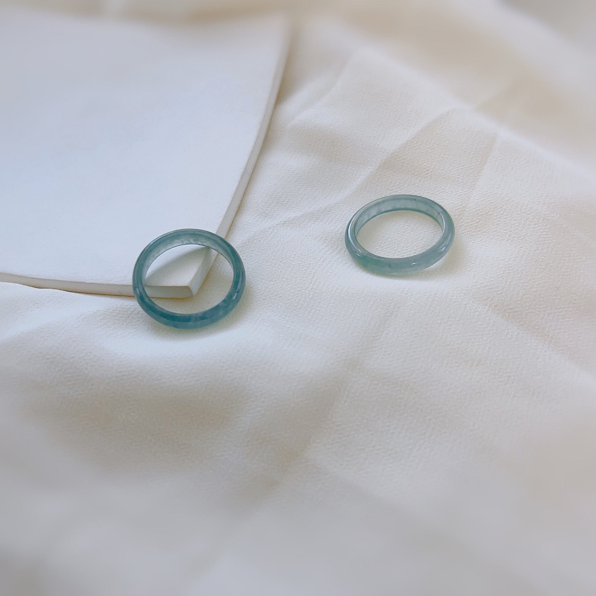 Genuine Burmese Jadeite Ring, Light Blue Jade Ring, 3mm Thin Jadeite Band, Myanmar Jadeite Ring, Burma Jade Ring, Icy Jadeite