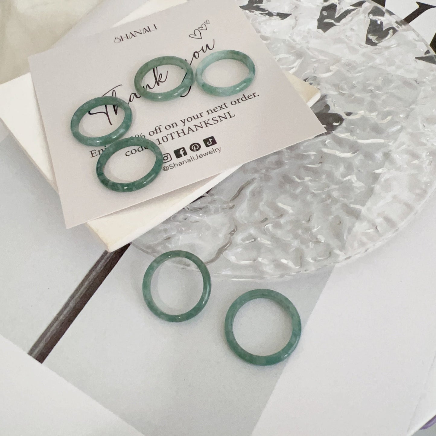 Genuine Burmese Jadeite Ring, Light Blue Jade Ring, 3mm Thin Jadeite Band, Myanmar Jadeite Ring, Burma Jade Ring, Icy Jadeite
