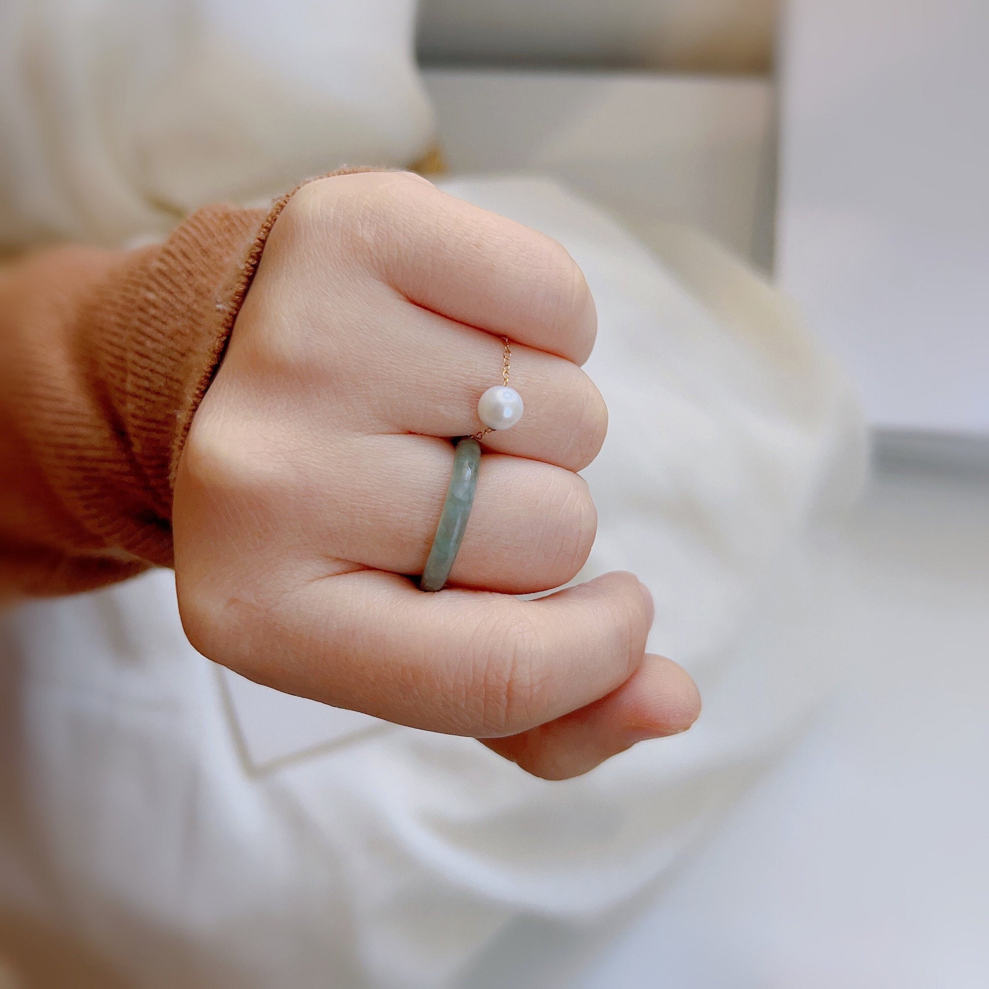 Genuine Burmese Jadeite Ring, Light Blue Jade Ring, 3mm 4mm Thin Jadeite Band, Myanmar Jadeite Ring, Burma Jade Ring, Icy Jadeite