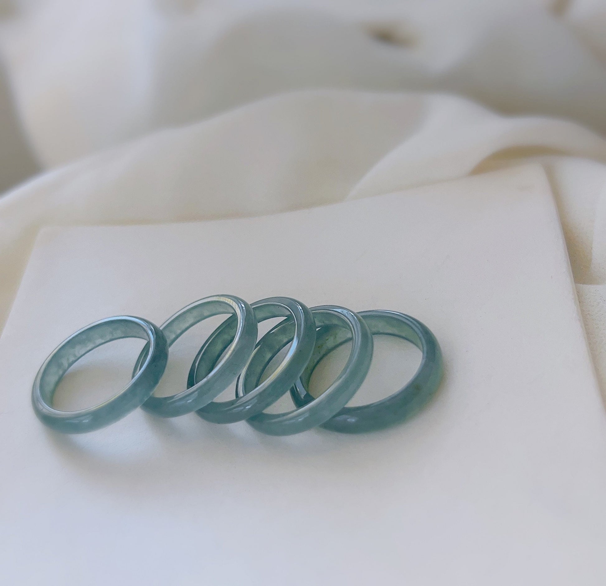 Genuine Burmese Jadeite Ring, Light Blue Jade Ring, 3mm 4mm Thin Jadeite Band, Myanmar Jadeite Ring, Burma Jade Ring, Icy Jadeite