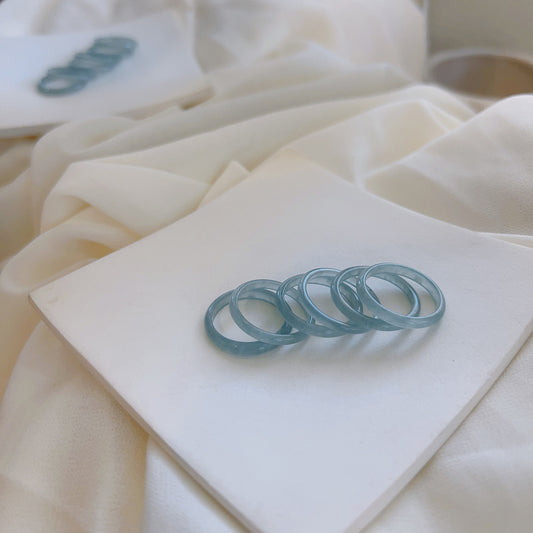 Genuine Burmese Jadeite Ring, Light Blue Jadeite Band, 2mm Very Thin Jadeite Band, Myanmar Jadeite Ring, Burma Jade Ring, Icy Jadeite