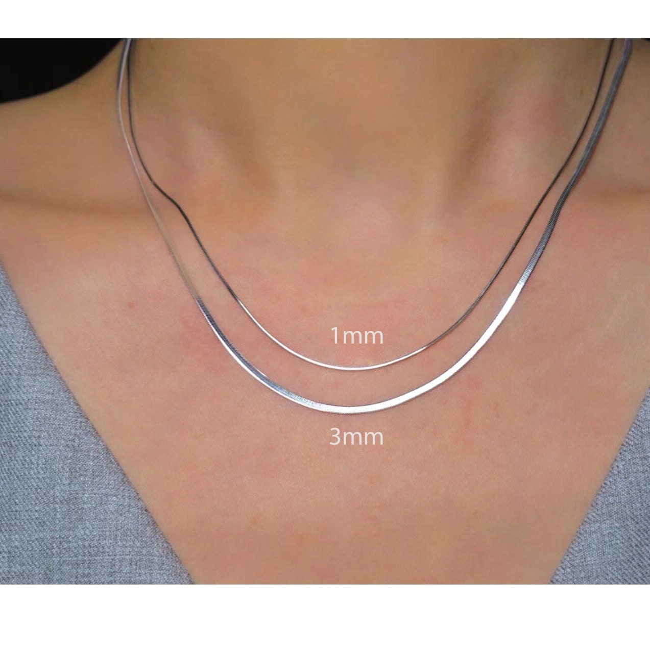 Minimalist Silver Necklace, Thick S925 Sterling Silver Necklace, Dainty Necklace, Simple Chain Necklace, Layered Necklace, Minimal Necklace