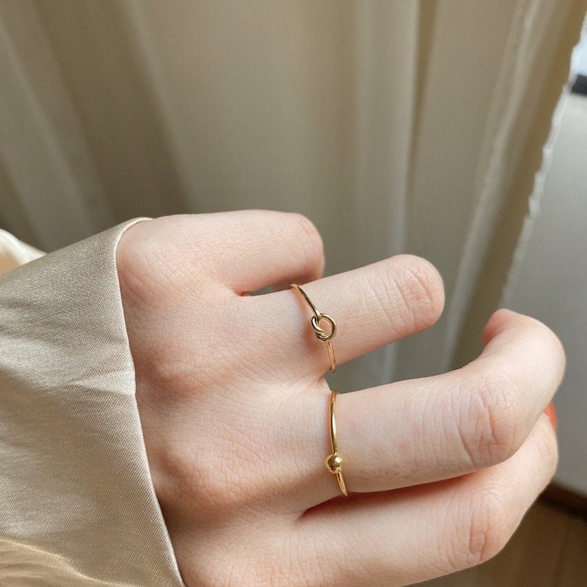 Minimalist Ring,  Gold Filled Ring, Minimal Gold Ring, Knotted Heart Ring, Simple Gold Ring, Stackable Ring, Waterproof Ring, Love Gift Ring