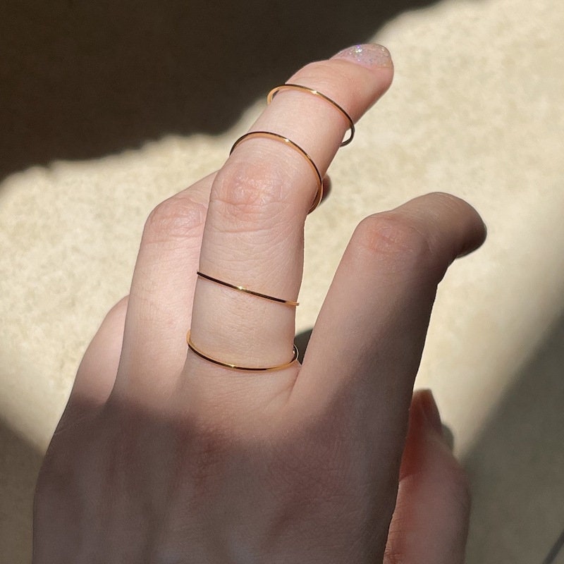 Minimalist Gold Ring, 0.5mm Ring, Thin Band Ring, Simple Gold Ring, Midi Ring, Stackable Ring, Dainty Gold Plated Ring, Polished Gold Ring