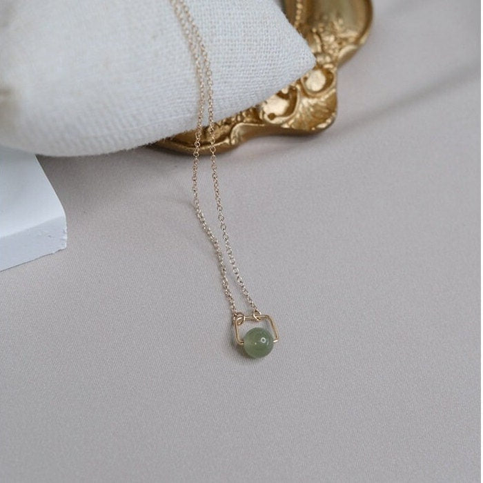 Natural jade Necklace, Hetian Pendant Necklace, Dainty Jade Necklace, Gold Filled Chain Necklace, Genuine Nephrite Necklace, Jade Gift Set