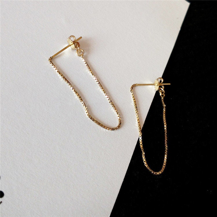 14k Gold Filled Earrings, Tassel Earrings, Threader Hoop Earrings, Threader Earrings, Dainty Earrings, Minimalist Earrings, Simple Earrings