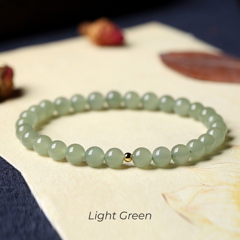 Natural Jade Bracelet, Dainty Beaded Bracelet, Natural Hetian Bracelet, Genuine Nephrite Bracelet, Green Jade Bracelet, Gemstone Bracelet, 6mm jade bead