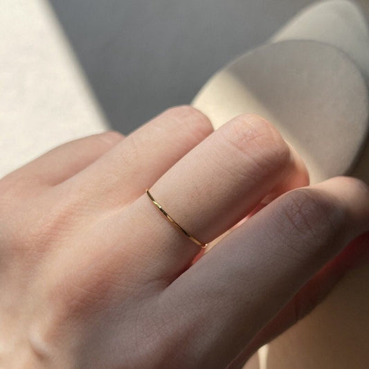 Minimalist Gold Ring, 0.5mm Ring, Thin Band Ring, Simple Gold Ring, Midi Ring, Stackable Ring, Dainty Gold Plated Ring, Polished Gold Ring