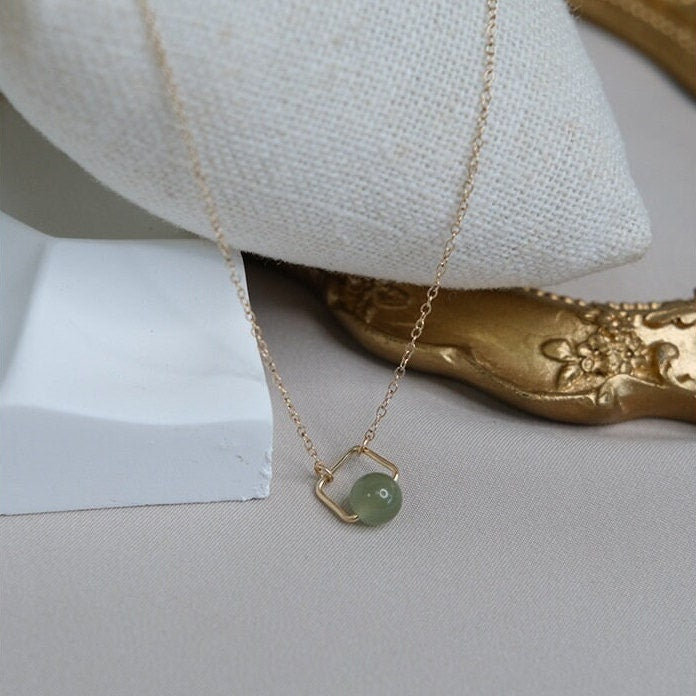 Natural jade Necklace, Hetian Pendant Necklace, Dainty Jade Necklace, Gold Filled Chain Necklace, Genuine Nephrite Necklace, Jade Gift Set