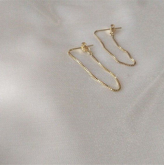 14k Gold Filled Earrings, Tassel Earrings, Threader Hoop Earrings, Threader Earrings, Dainty Earrings, Minimalist Earrings, Simple Earrings