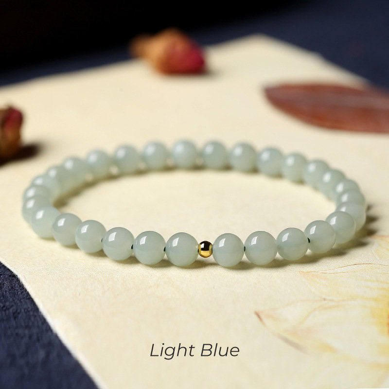 Natural Jade Bracelet, Dainty Beaded Bracelet, Natural Hetian Bracelet, Genuine Nephrite Bracelet, Green Jade Bracelet, Gemstone Bracelet, 6mm jade bead