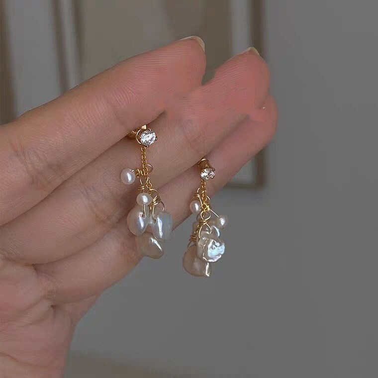 Natural Freshwater Pearl Earrings, Pearl Drop Earrings, Gold Filled Earrings, Pearl Tassels Earrings, Bridal Earrings, Wedding Earrings