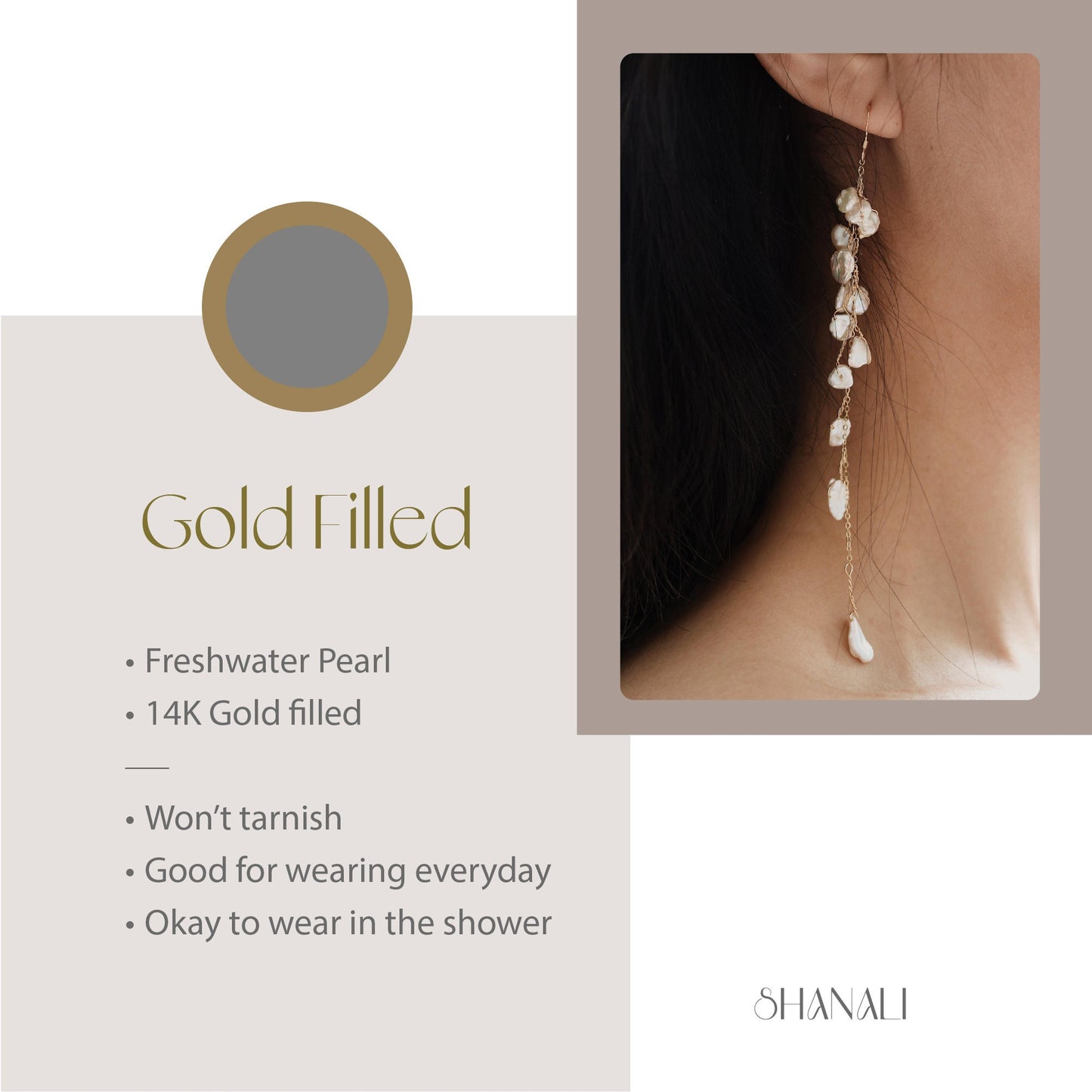 Fresh Water Pearl Earrings, Natural Pearl Tassel Earrings, Long Drop Earrings, Gold Filled Pearl Earrings, Bridal Earrings, Wedding Earrings