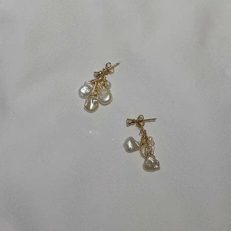 Natural Freshwater Pearl Earrings, Pearl Drop Earrings, Gold Filled Earrings, Pearl Tassels Earrings, Bridal Earrings, Wedding Earrings