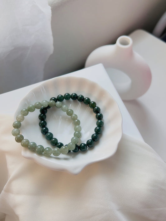 Burmese Jadeite Bracelet,  Stretch Beaded Bracelet, Blue Jadeite Bracelet,  Green Crystal Bracelet Gift, Green Gemstone Stretch Bracelet