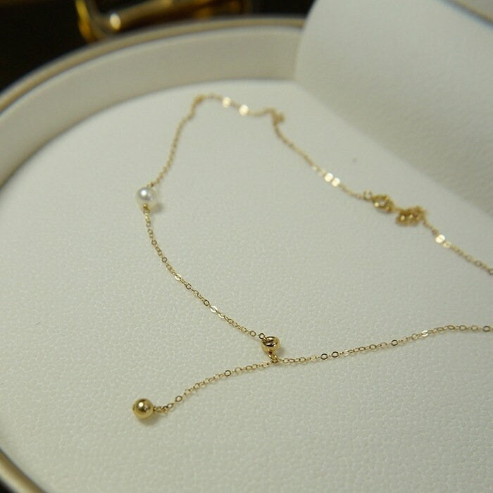 Fresh Water Pearl Necklace, Gold Filled Necklace, Tiny Pearl Necklace, Dainty Necklace, Bridesmaid Gift, Lariat Necklace, Drop Y Necklace 1