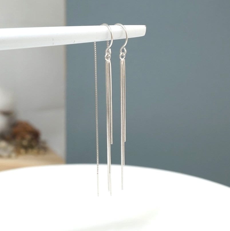 Silver Threader Earrings, Tassel Earrings, S925 Sterling Silver Earrings, Minimal Earrings, Silver Tassel Earrings, Long Tassel Earrings