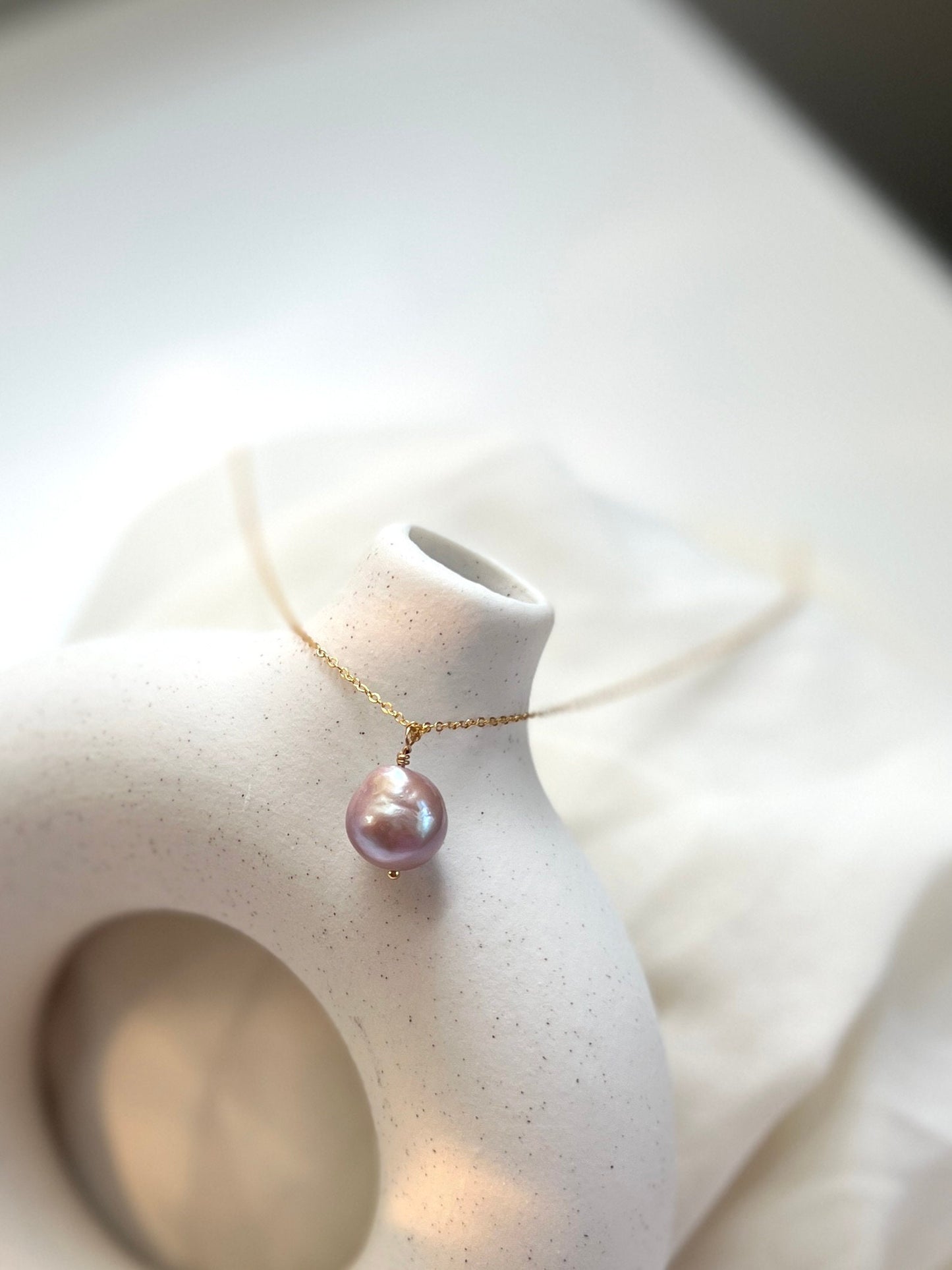 Colorful Baroque Pearl Pendant, 14K Gold Filled Chain, Natural Pearl, Pink Pearl, Purple Pearl, Large Irregular Pearl, Fresh Water Pearl