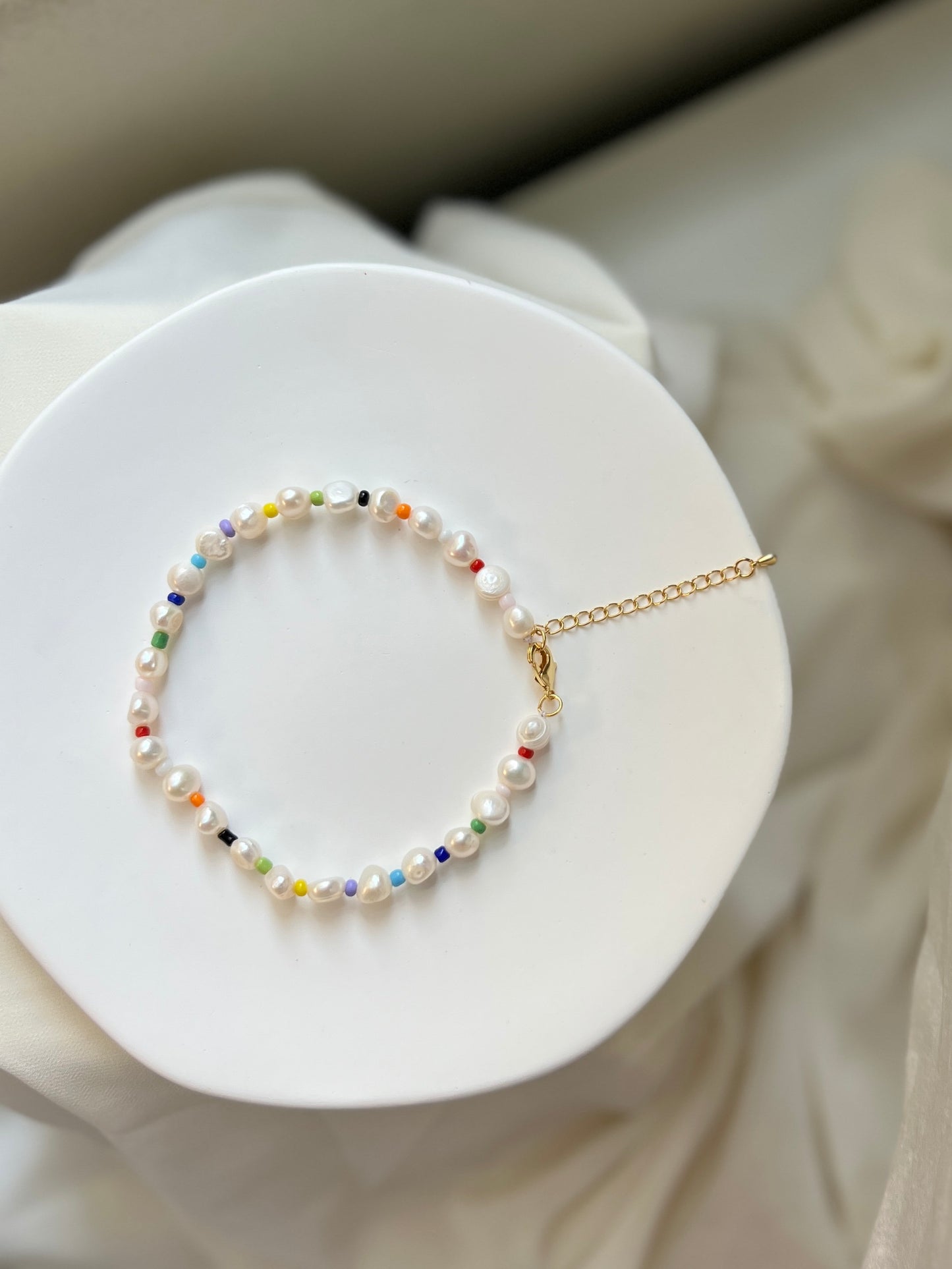 Baroque Pearl Anklet, Colorful Beads Anklet, Natural Pearl Anklet, Fresh Water Pearl Anklet Bracelet, Unique Pearl Anklet, Color with Pearl