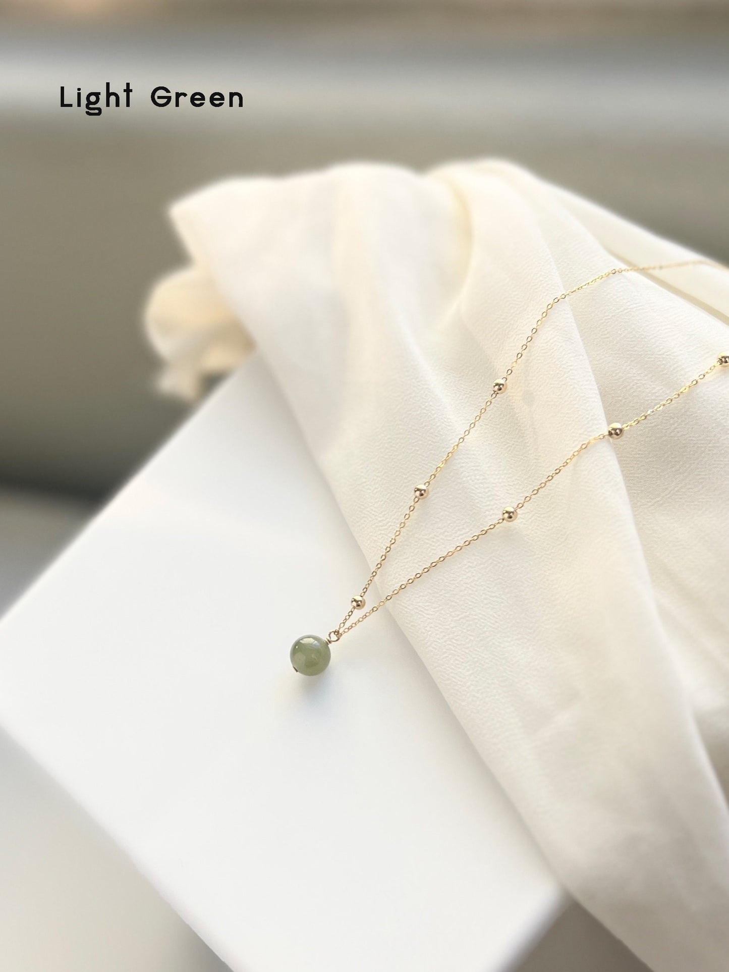 Natural Green Jade Pendant Necklace, Hetian Jade Chocker, Single Bead Necklace, Light Green Gemstone, Dainty Jade Necklace, Good Luck Gift 6