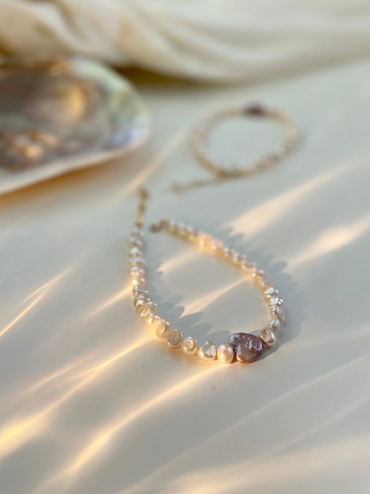 Baroque Pearl Anklet, Natural Pearl Stretch Anklet, Fresh Water Pearl Anklet Bracelet, Unique Pearl Elastic Anklet, Vintage Stretch Anklet